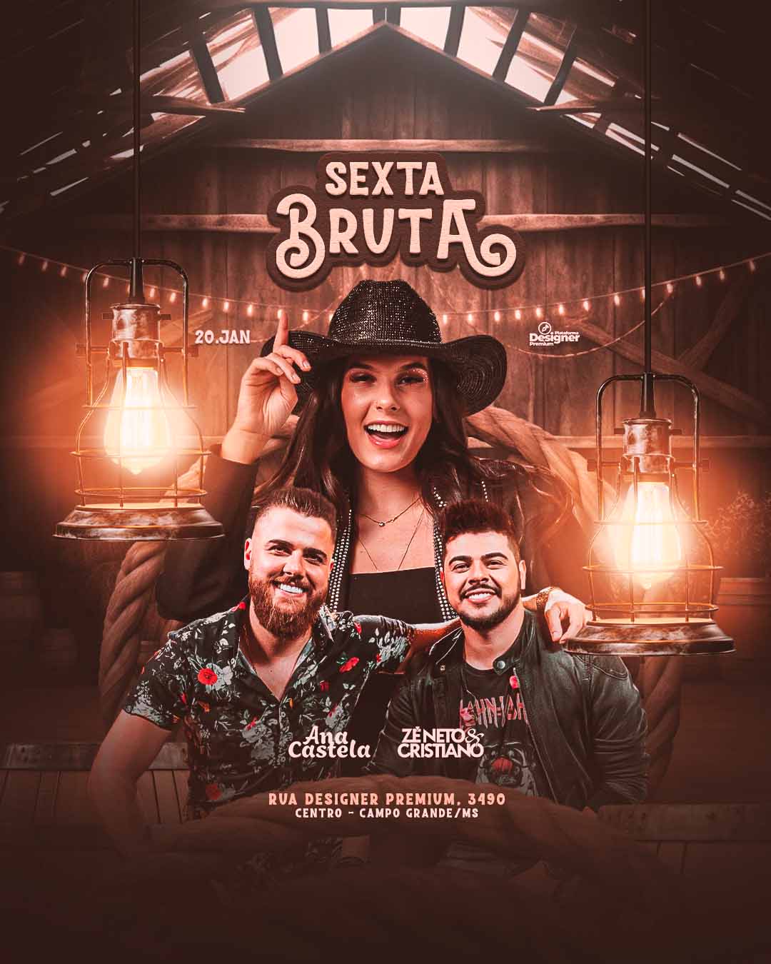 PSD FLYER FREE - TEMPLATE - CANVA - FREEPIK - DESIGNI - DESIGNER - PSD SERTANEJO SEXTA BRUTA - EVENTOS