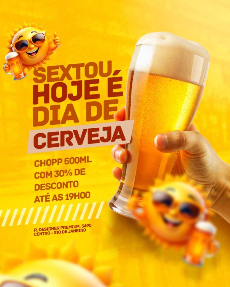 PSD FLYER FREE - TEMPLATE - CANVA - FREEPIK - DESIGNI - DESIGNER - PSD SEXTOU BARZINHO - CERVEJA - SOCIAL MEDIA