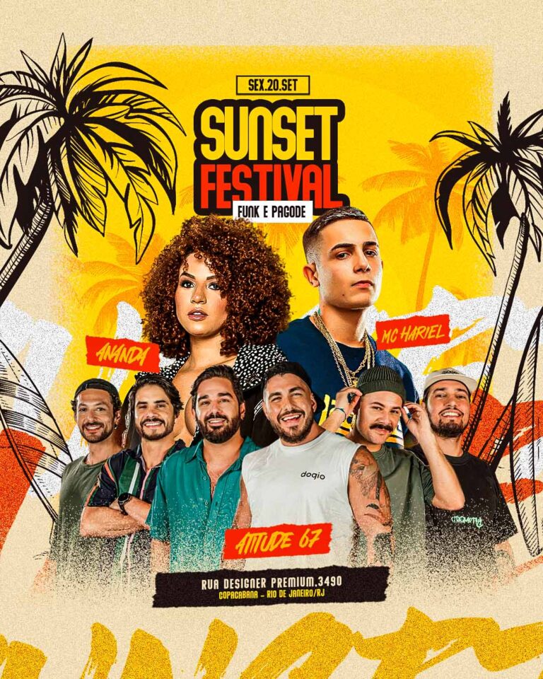 PSD FLYER FREE - TEMPLATE - CANVA - FREEPIK - DESIGNI - DESIGNER - PSD SUNSET FESTIVAL - FUNK - PAGODE - EVENTOS