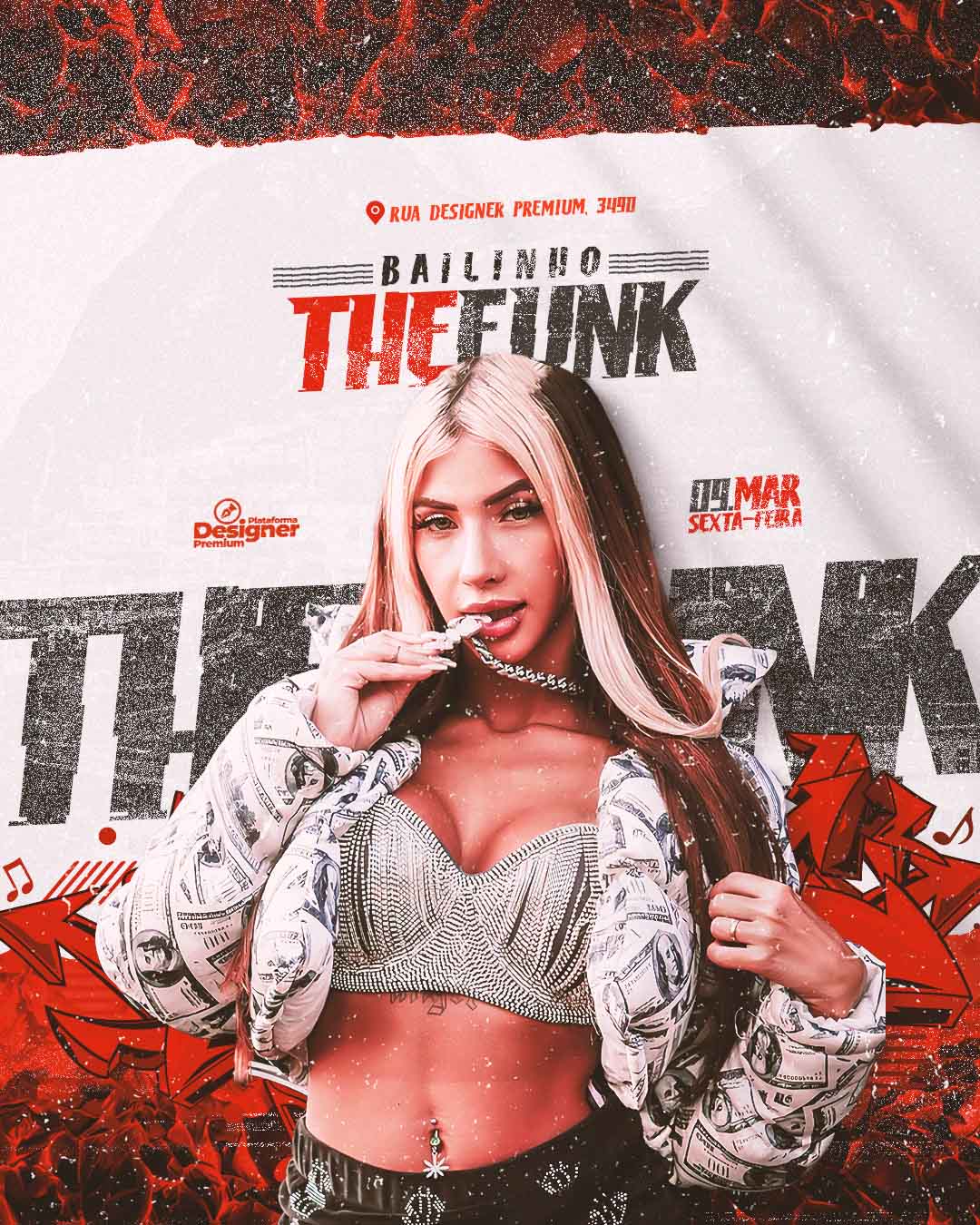 PSD FLYER FREE - TEMPLATE - CANVA - FREEPIK - DESIGNI - DESIGNER - PSD THE FUNK O BAILINHO - FUNK - EVENTOS