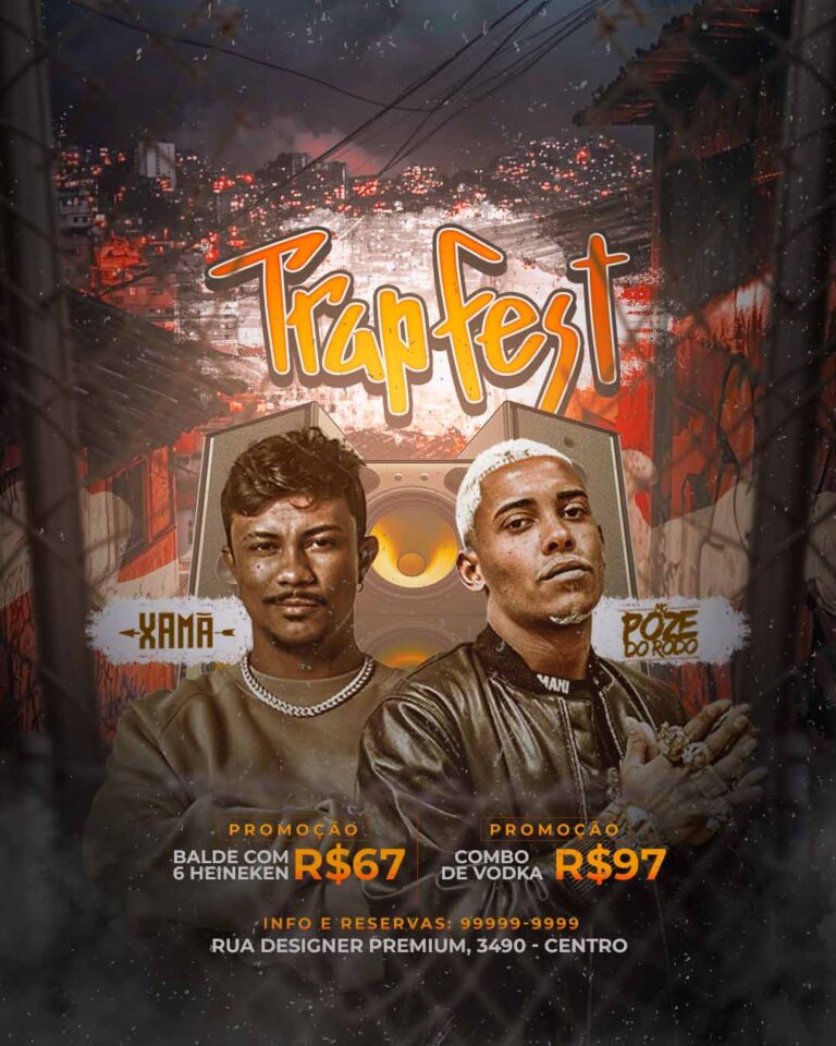 PSD FLYER FREE - TEMPLATE - CANVA - FREEPIK - DESIGNI - DESIGNER - PSD TRAP FEST - TRAP - EVENTOS
