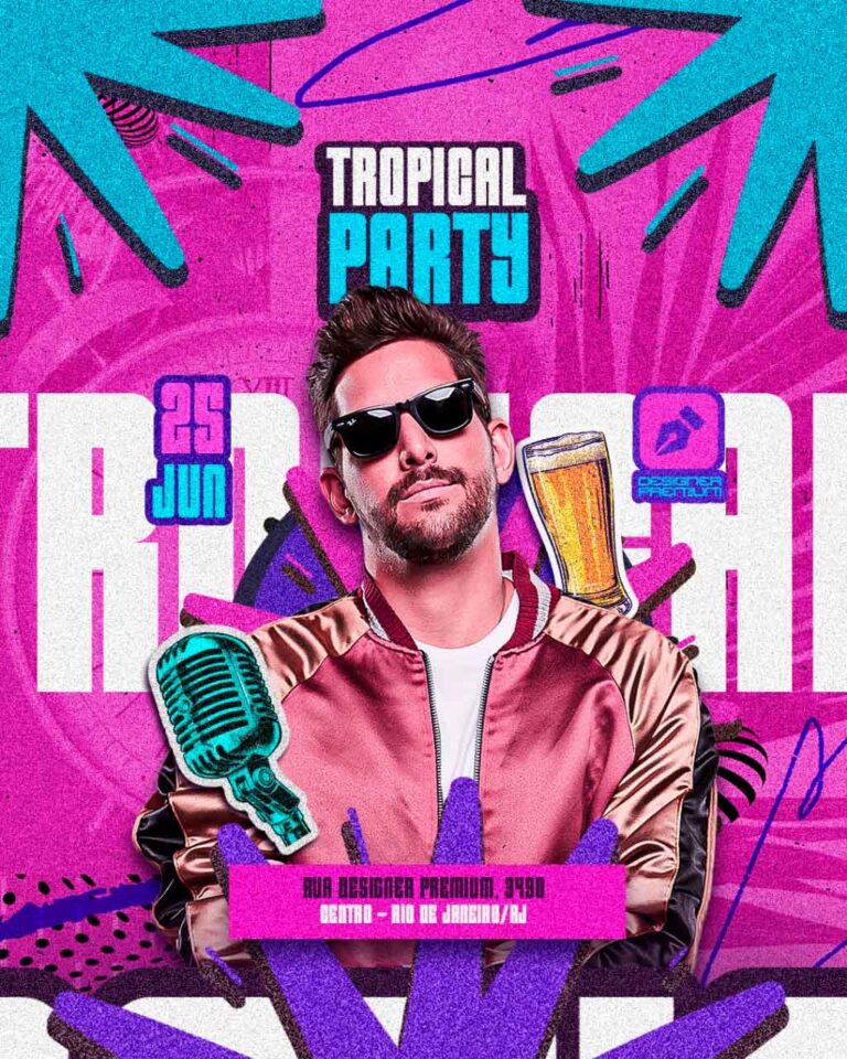 PSD FLYER FREE - TEMPLATE - CANVA - FREEPIK - DESIGNI - DESIGNER - PSD TROPICAL PARTY - EVENTOS
