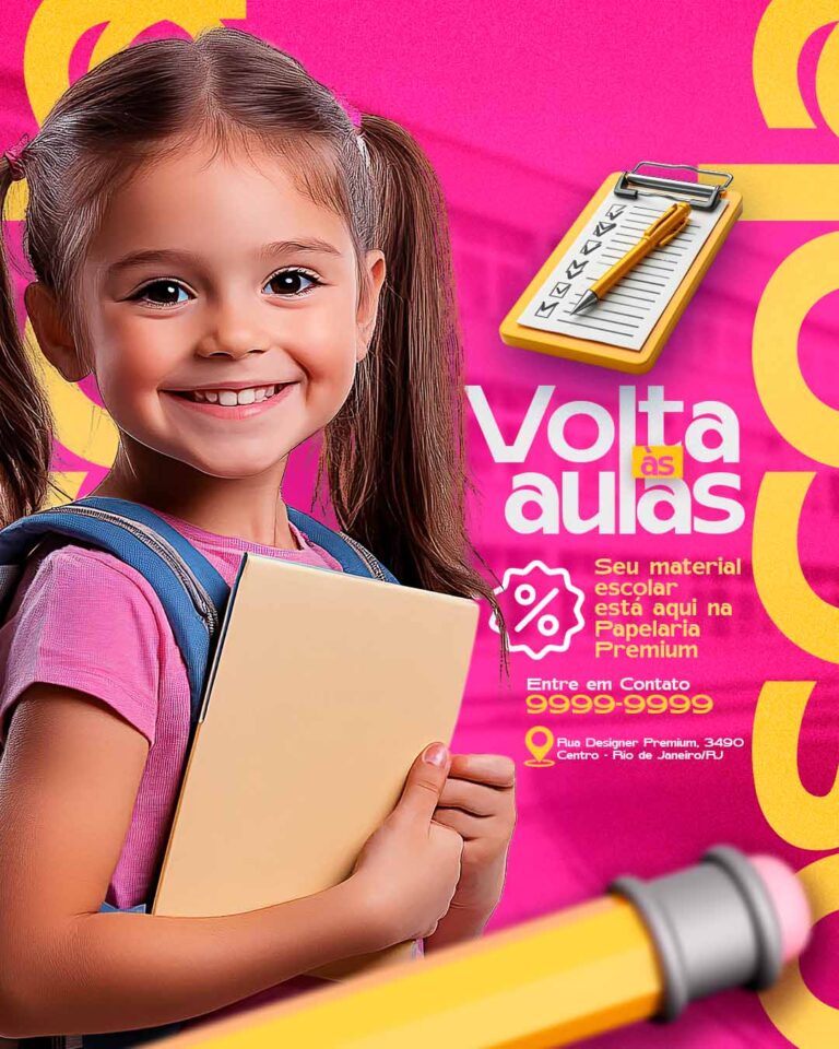 PSD FLYER FREE - TEMPLATE - CANVA - FREEPIK - DESIGNI - DESIGNER - PSD VOLTA AS AULAS - ESCOLAS - SOCIAL MEDIA