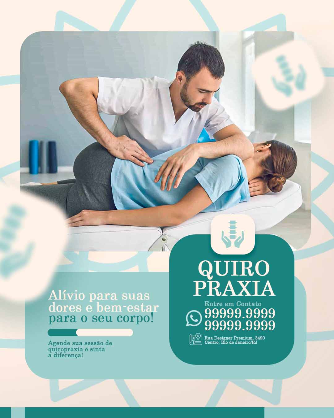 PSD FLYER FREE - TEMPLATE - CANVA - FREEPIK - DESIGNI - DESIGNER - QUIROPRAXIA - DOR NAS COSTAS - MEDICO - CONSULTA - SOCIAL MEDIA