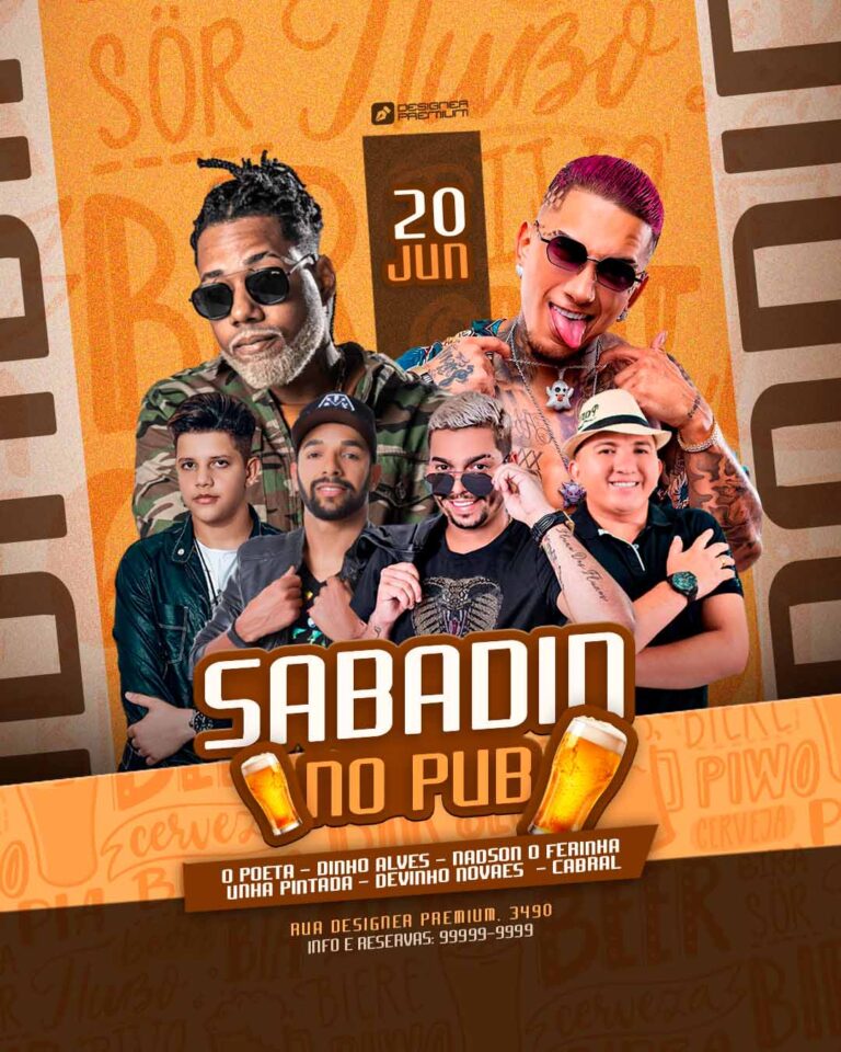 PSD FLYER FREE - TEMPLATE - CANVA - FREEPIK - DESIGNI - DESIGNER - SABADIN NO PUB - SUNSET - SUMMER - PRAIA - CARNAVAL - BLOQUINHO - FOLIA - PAGODE - EVENTOS