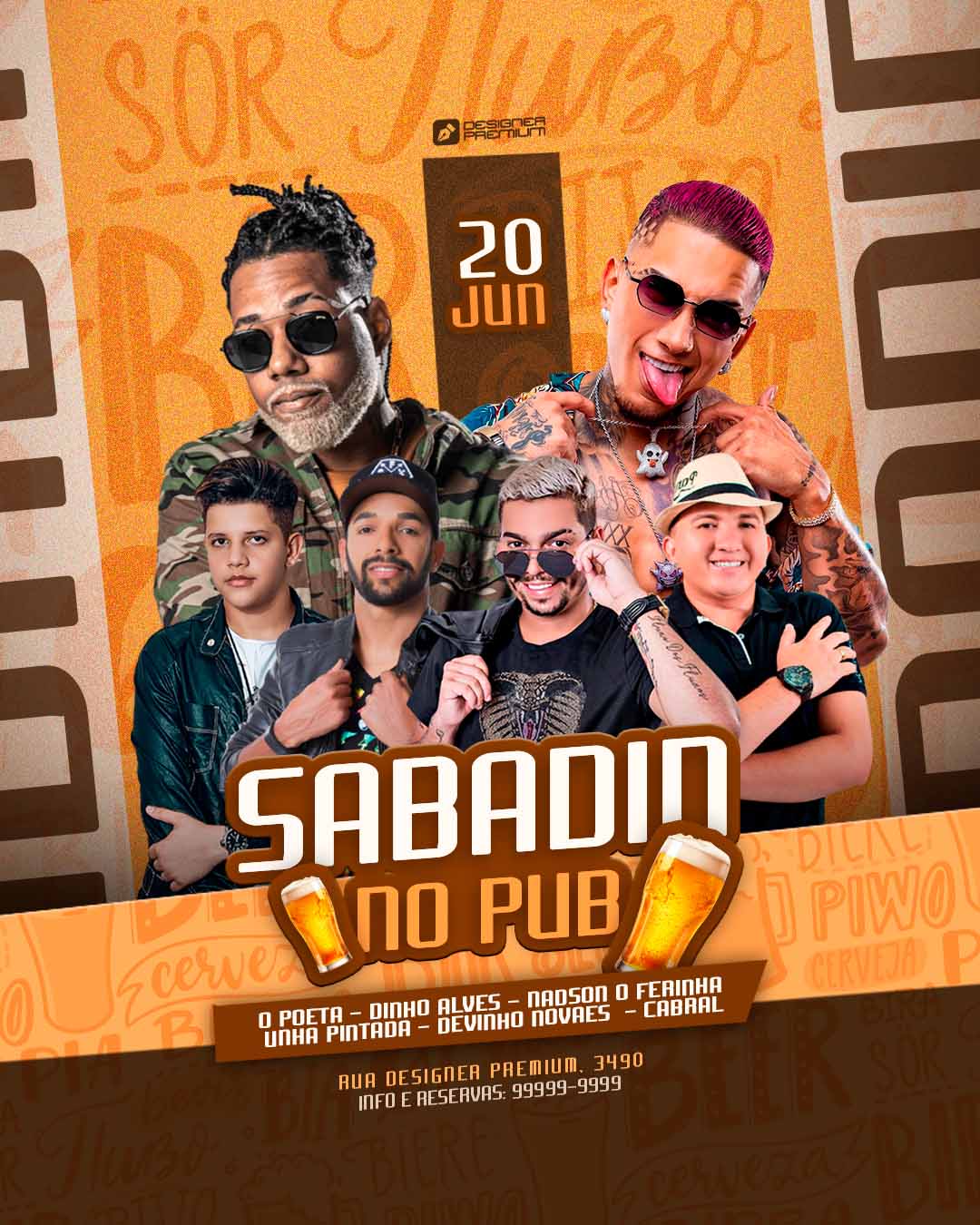 PSD FLYER FREE - TEMPLATE - CANVA - FREEPIK - DESIGNI - DESIGNER - SABADIN NO PUB - SUNSET - SUMMER - PRAIA - CARNAVAL - BLOQUINHO - FOLIA - PAGODE - EVENTOS