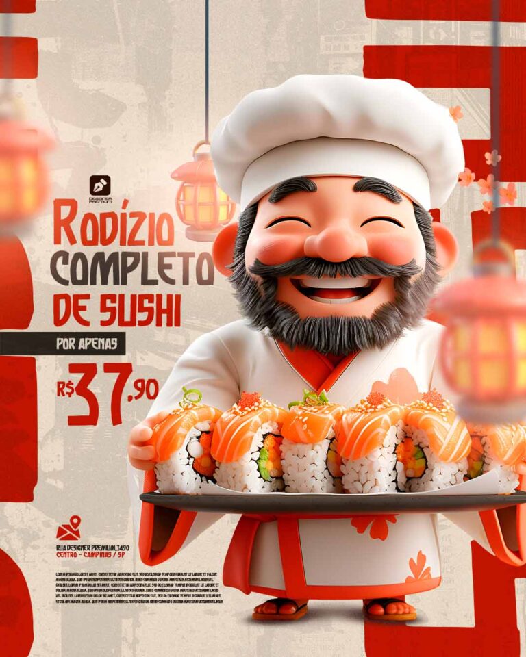 PSD FLYER FREE - TEMPLATE - CANVA - FREEPIK - DESIGNI - DESIGNER - SUSHI - JAPA - RODIZIO - OFERTA DA SEMANA - SUPERMERCADO - IFOOD - DELIVERY - SOCIAL MEDIA