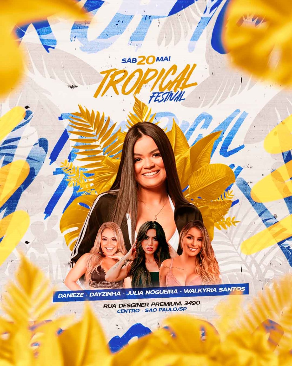 PSD FLYER FREE - TEMPLATE - CANVA - FREEPIK - DESIGNI - DESIGNER - TROPICAL FESTIVAL - SUNSET - SUMMER - PRAIA - CARNAVAL - BLOQUINHO - FOLIA - PAGODE - EVENTOS