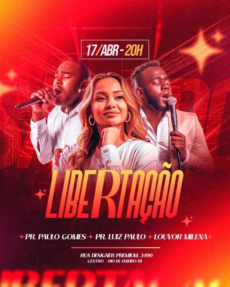PSD FLYER FREE - TEMPLATE - CANVA - GOSPEL - CULTO DOS JOVENS - LIBERTAÇÃO