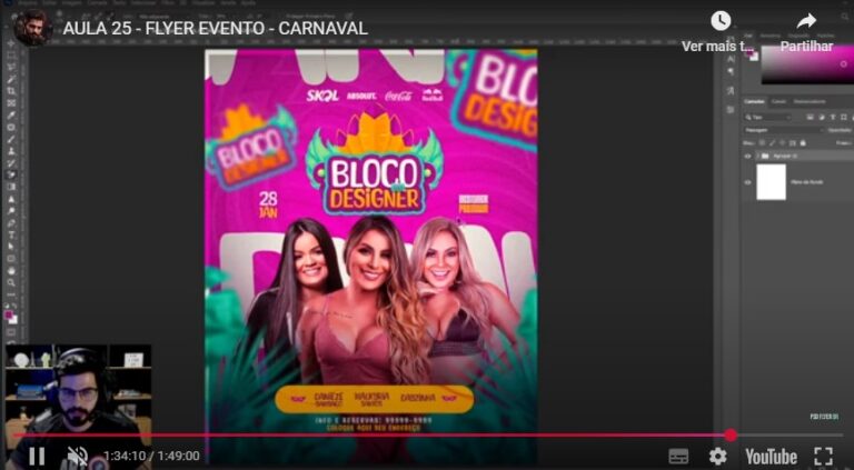 PSD FLYER FREE - TEMPLATE - CANVA - FREEPIK - DESIGNI - DESIGNER - AULA - LIVE - TUTORIAL - TRATAMENTO DE IMAGEM - CARNAVAL - FOLIA - BLOQUINHO - SOCIAL MEDIA