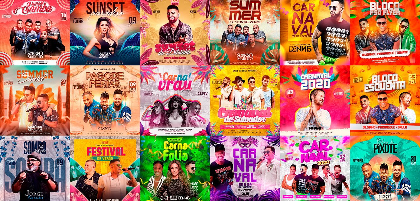 PSD FLYER FREE - TEMPLATE - CANVA - FREEPIK - DESIGNI - DESIGNER - CARNAVAL - FOLIA - BLOQUINHO - SUNSET - SUMMER - PRAIA - EVENTOS
