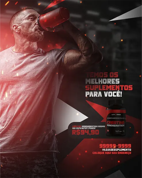 PSD FLYER FREE - TEMPLATE - CANVA - FREEPIK - DESIGNI - DESIGNER - SUPLEMENTO - MUSCULAÇÃO - CROSFIT - FITNESS - ACADEMIA - ESTÉTICA - SOCIAL MEDIA