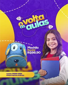 PSD FLYER FREE - TEMPLATE - CANVA - FREEPIK - DESIGNI - DESIGNER - VOLTA AS AULAS - ESCOLA - INFANTIL - MATERIAL ESCOLAR - SOCIAL MEDIA