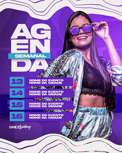 PSD FLYER FREE - TEMPLATE - CANVA - FREEPIK - DESIGNI - DESIGNER - DANIEZI - CONTRATE - PROXIMOS SHOWS - AGENDA SEMANAL - FUNK - MC - DJ - EVENTOS
