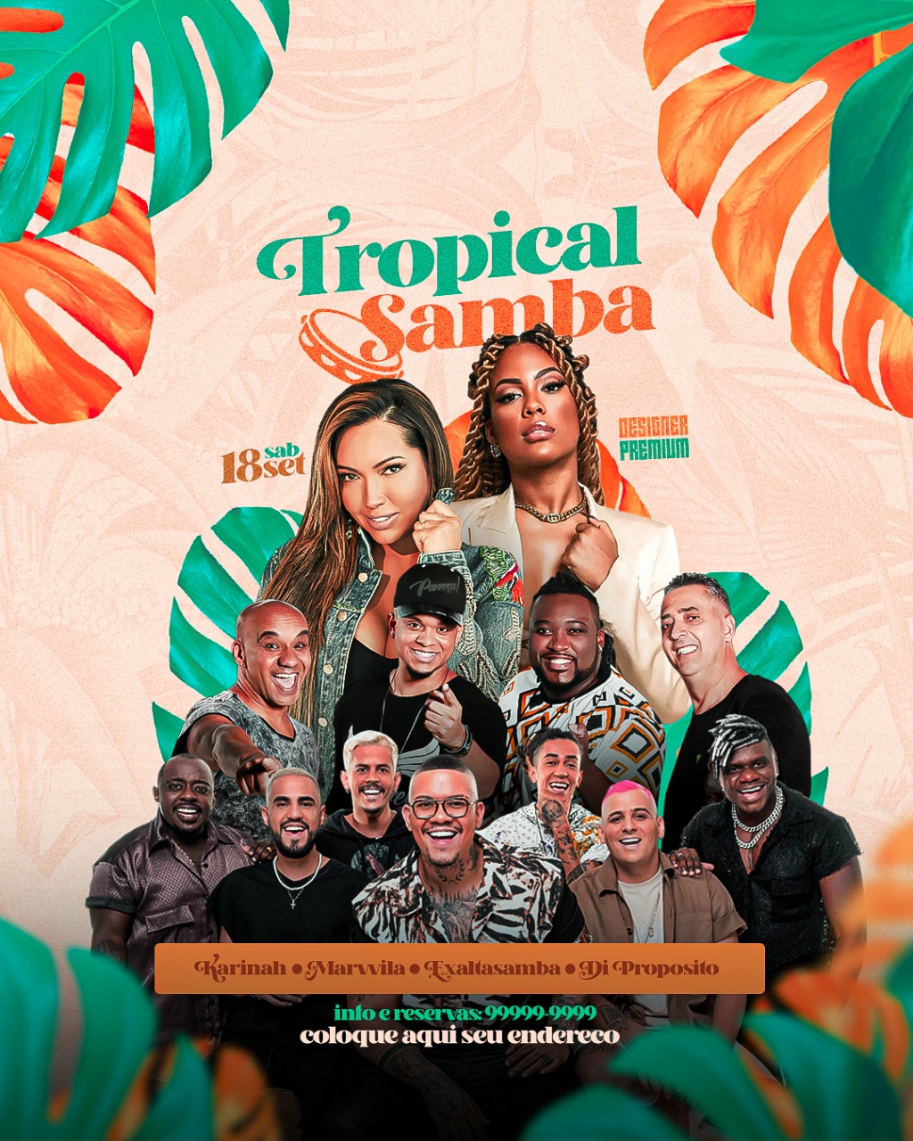 PSD FLYER FREE - TEMPLATE - CANVA - FREEPIK - DESIGNI - DESIGNER - PSD TROPICAL SAMBA - EVENTOS