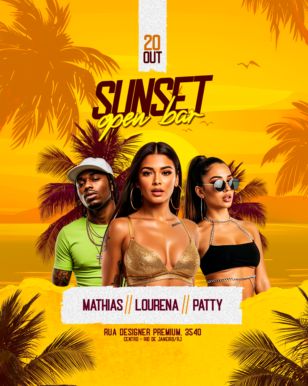 PSD FLYER FREE - TEMPLATE - CANVA - FREEPIK - DESIGNI - DESIGNER - SUNSET OPEN BAR - PAGODE - SUMMER - PRAIA - BEACH - EVENTOS