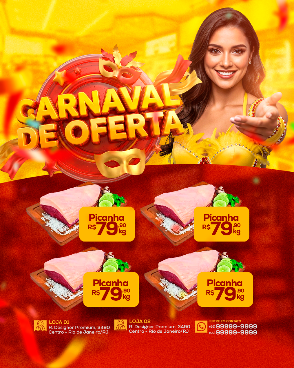 PSD FLYER FREE - TEMPLATE - CANVA - FREEPIK - DESIGNI - DESIGNER - CARNAVAL DE OFERTAS - SUPERMERCADO - IFOOD - CONVENIENCIA - AÇOUGUE - MEDIA SOCIAL - SOCIAL MEDIA